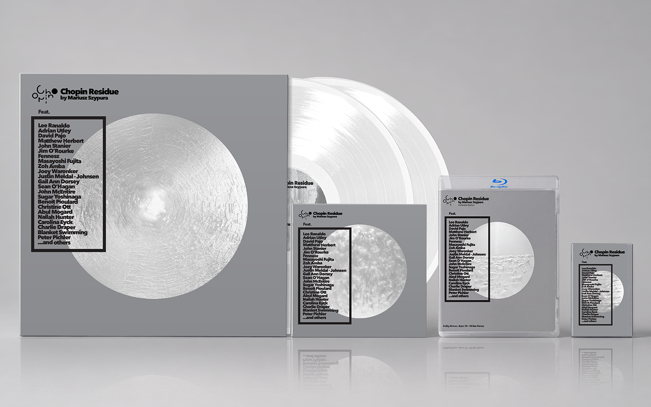 Chopin Residue physical editions: 2LP clear vinyl, 2CD, Blu-ray Immersive Edition and cassette